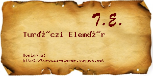Turóczi Elemér névjegykártya